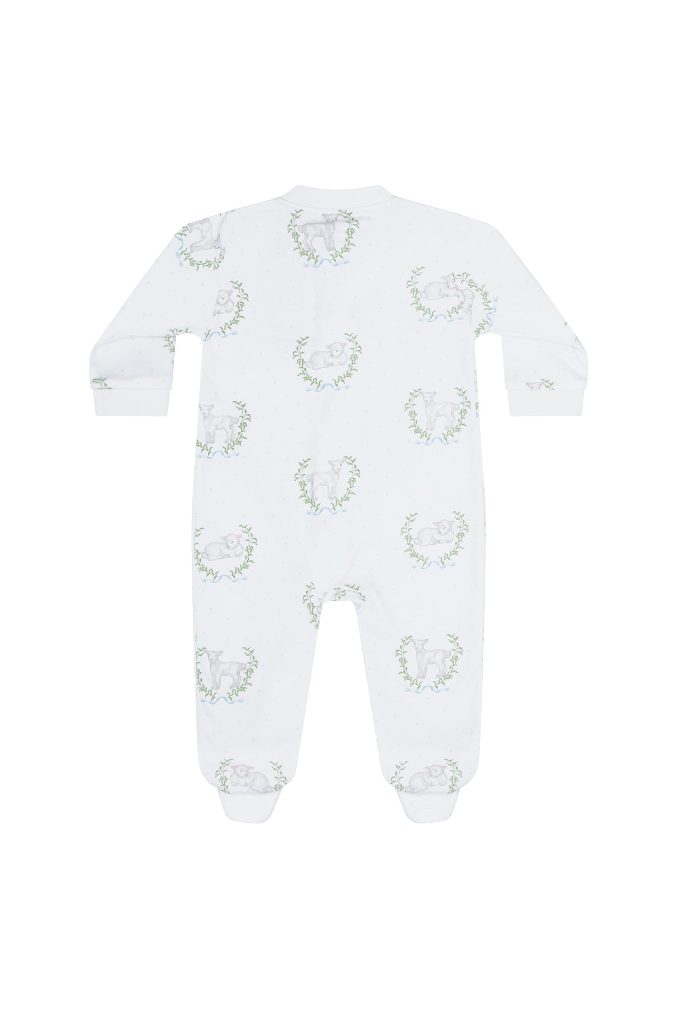 Image of Blue Lamb Print Zipper Footie